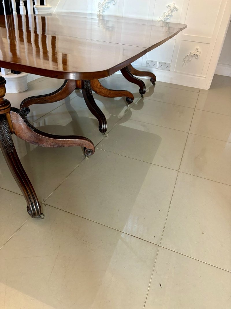 Superb Quality Antique Regency Three-Pillar Mahogany Dining Table